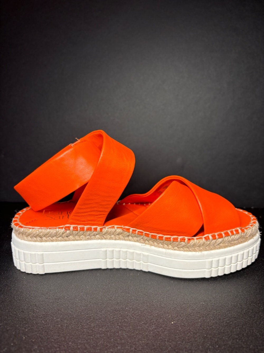 Franco Sarto Neon Orange Leather Platform Espadrille Sandals Size 6 - Picture 5 of 14